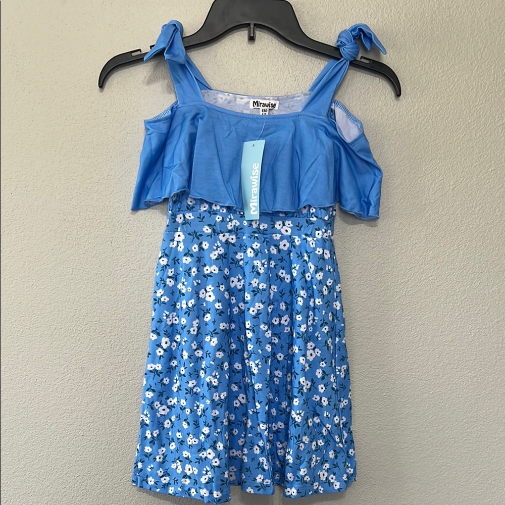 Blue Floral Off-Shoulder Blue Floral Dress Easter Dress New‎ With Tags